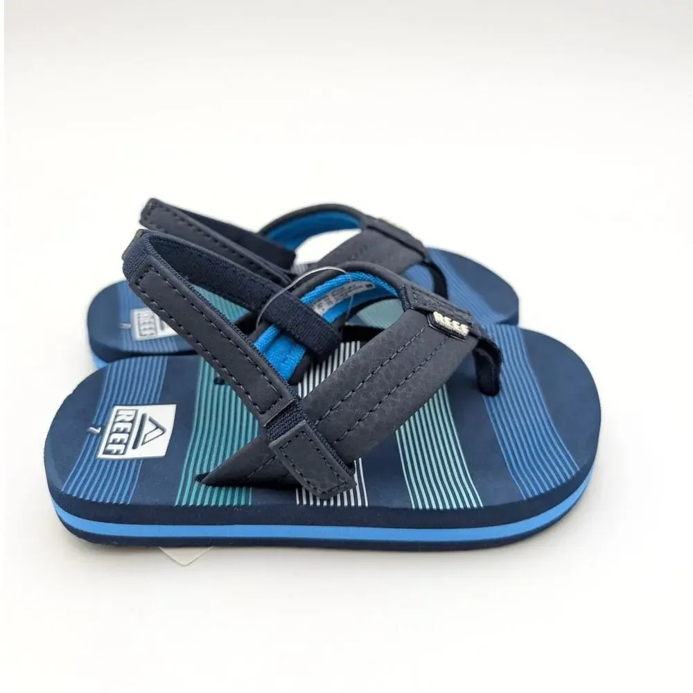 Reef Little Ahi Flip Flops Sandals Kids' Deep Sea Stripes Size US7 EU23